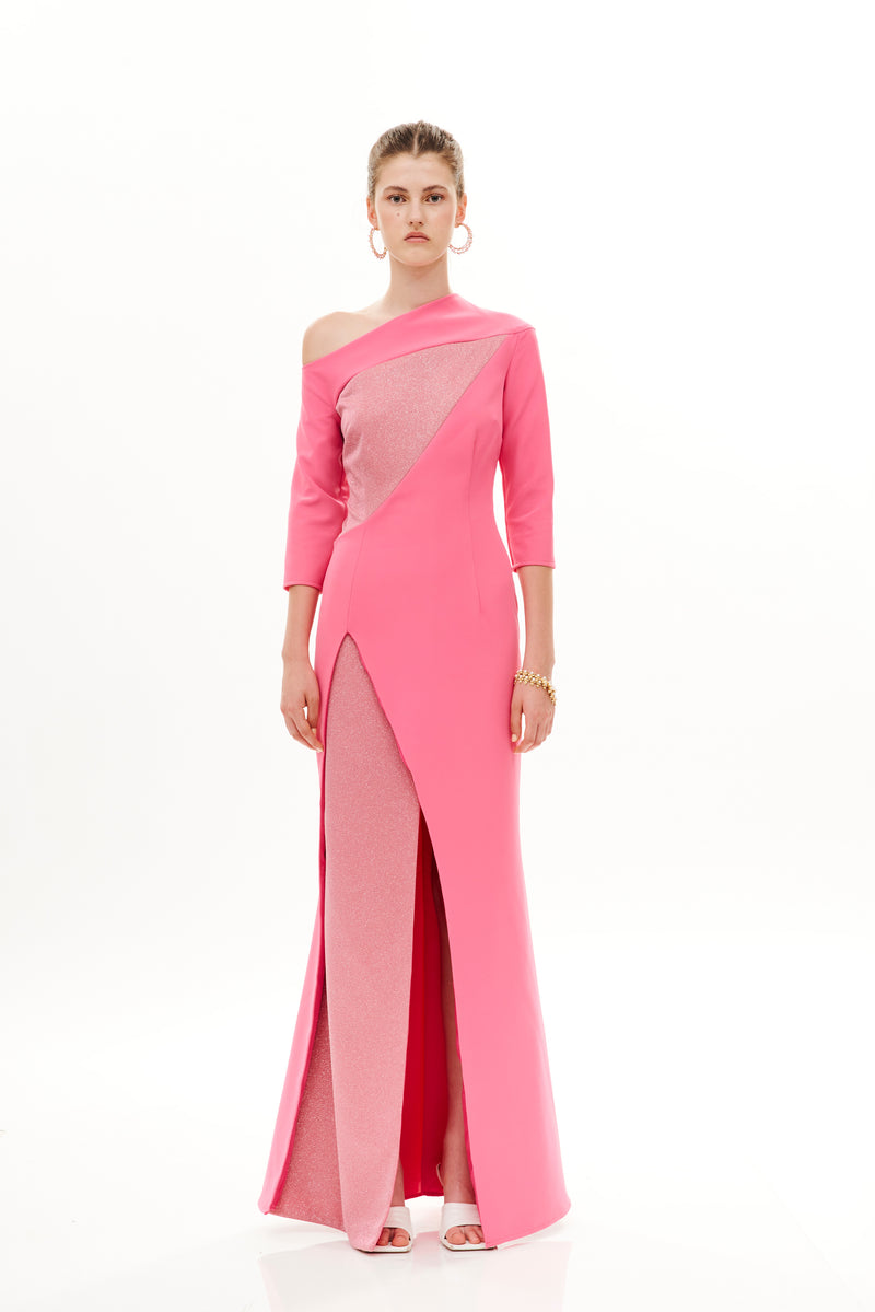 SLIT CUT OUT LONG DRESS WITH SLEEVES