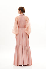 PLEATED UP LONG BUTTON CHEMISIER