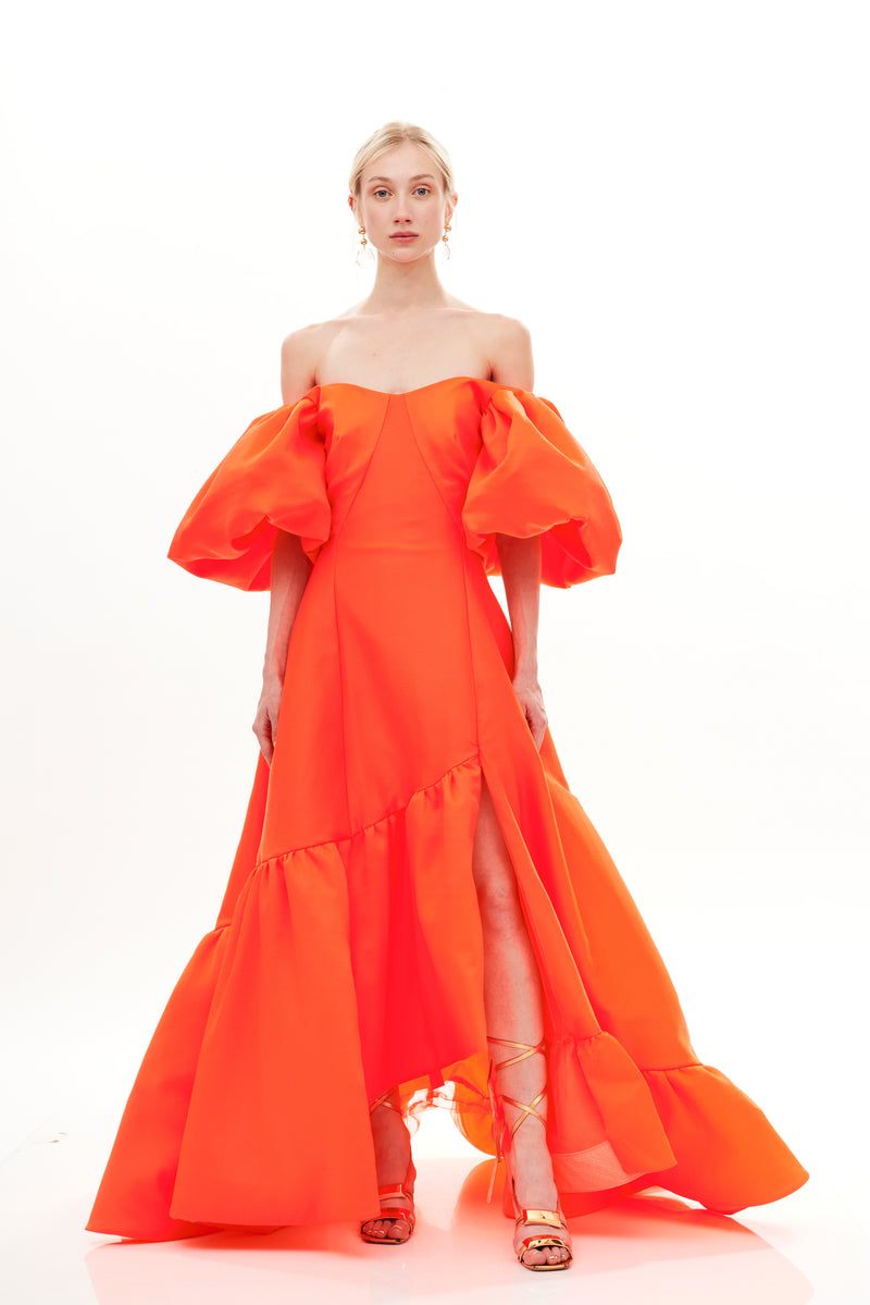 MAXI SELFIE GOWN WITH RUFFLE DRESS