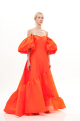 MAXI SELFIE GOWN WITH RUFFLE DRESS
