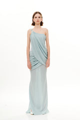 SEE THROUGH BUSTIER  DRAPED LONG DRESS