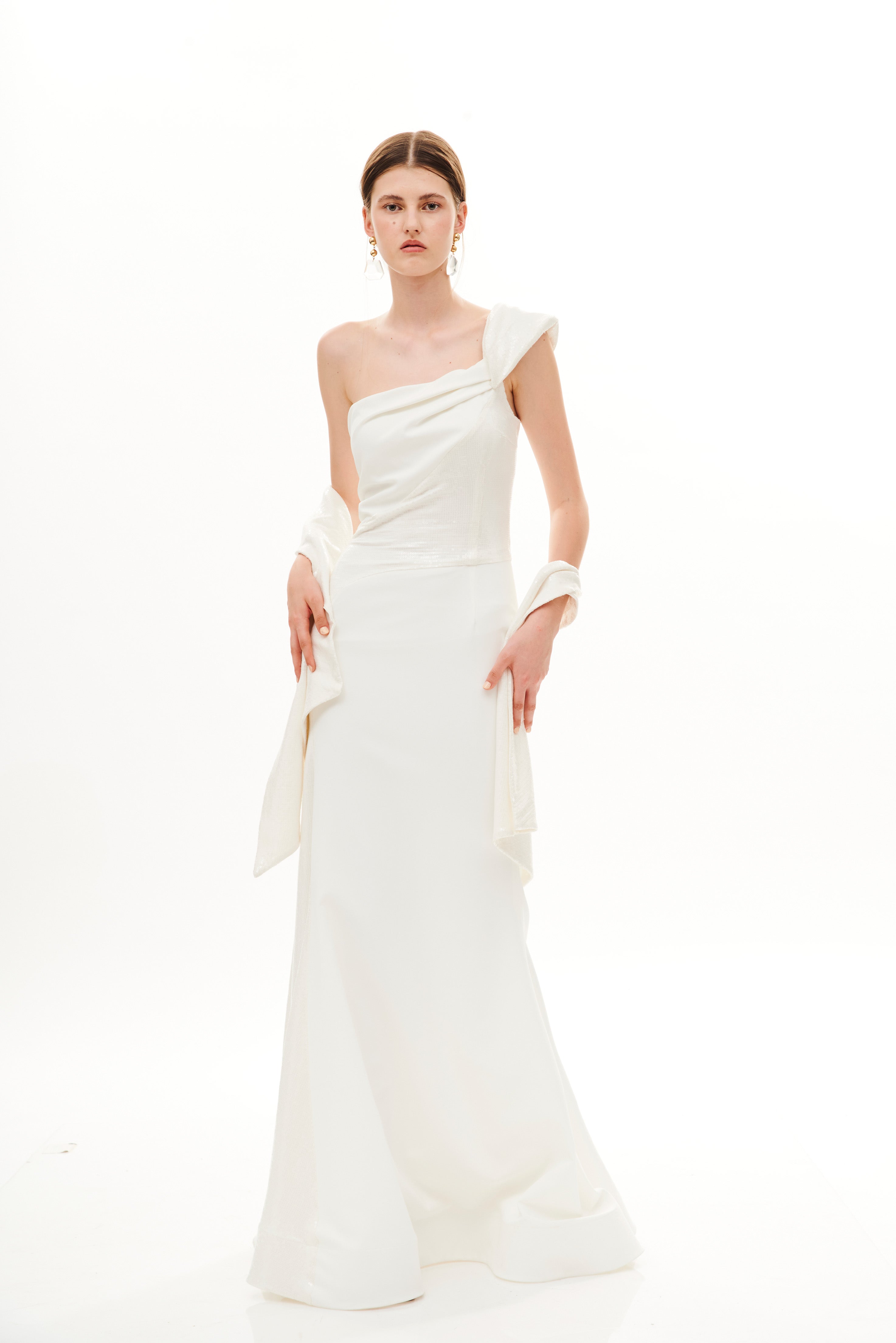 STRAPS CUT OUT ASYMMETRIC  LONG DRESS