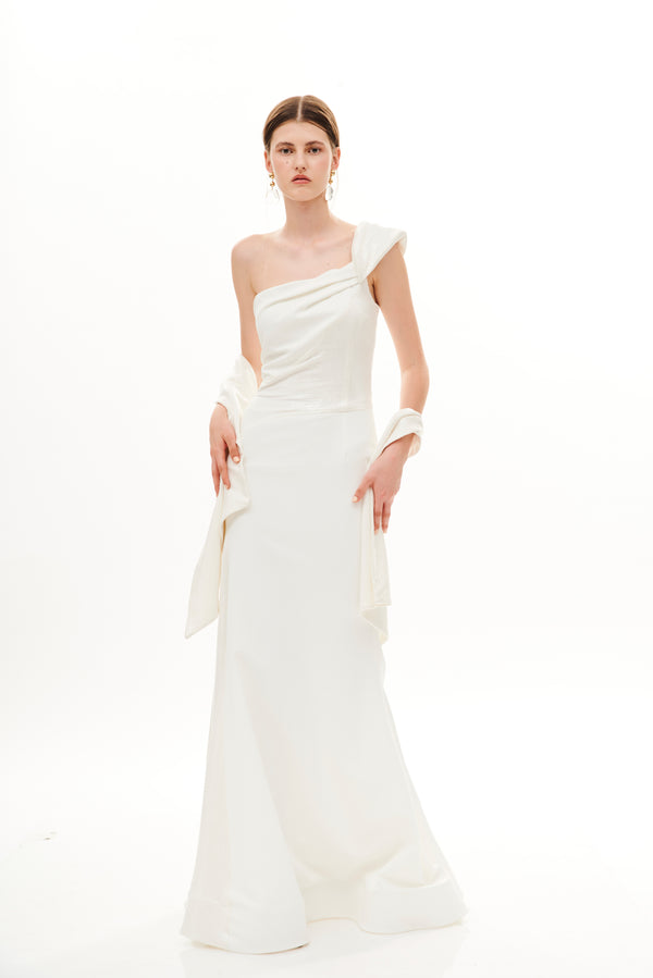 STRAPS CUT OUT ASYMMETRIC  LONG DRESS