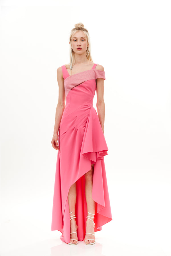 DRAPED A-SHAPE CUT OUT LONG DRESS