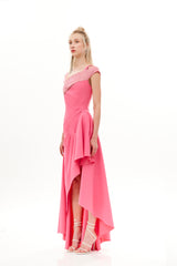 DRAPED A-SHAPE CUT OUT LONG DRESS