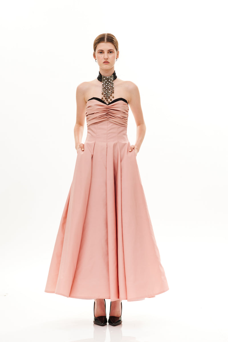BUSTIER CUT OUT MIDI GOWN