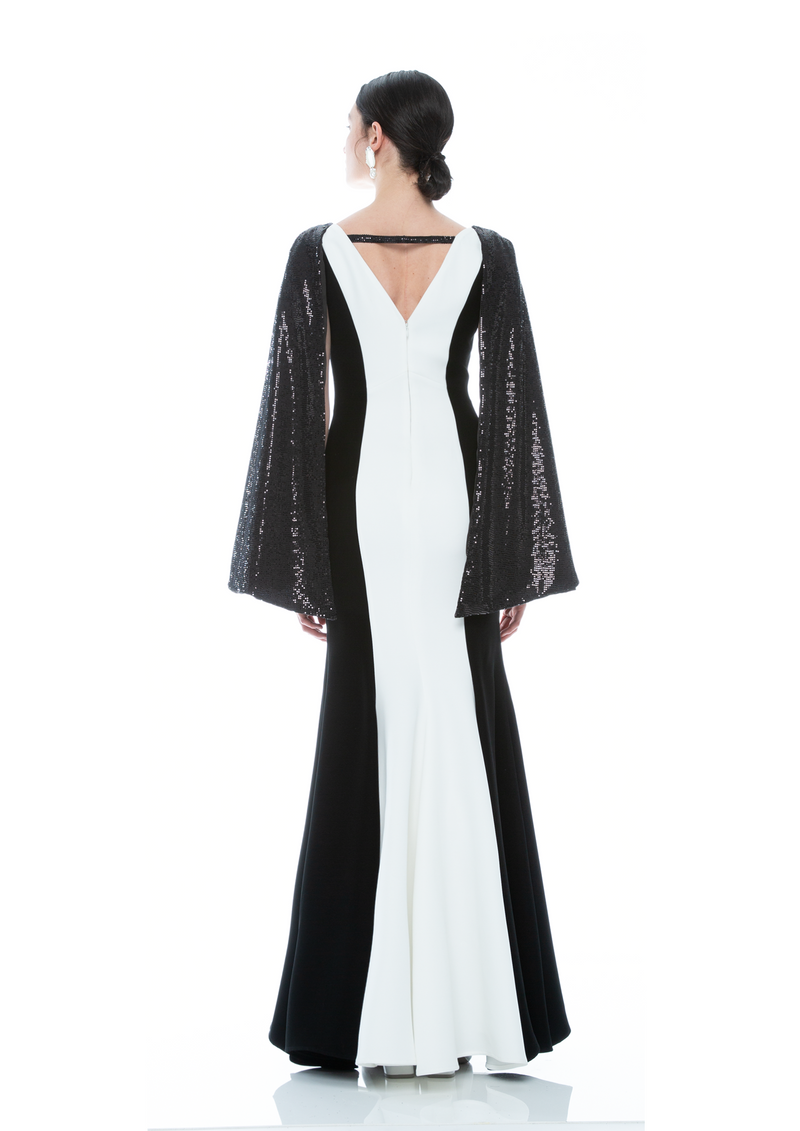 CAPE SEQUINS SILHOUETTE DRESS