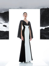 CAPE SEQUINS SILHOUETTE DRESS
