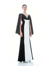 CAPE SEQUINS SILHOUETTE DRESS