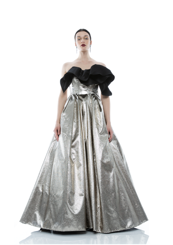 FOIL JACQUARD GOWN