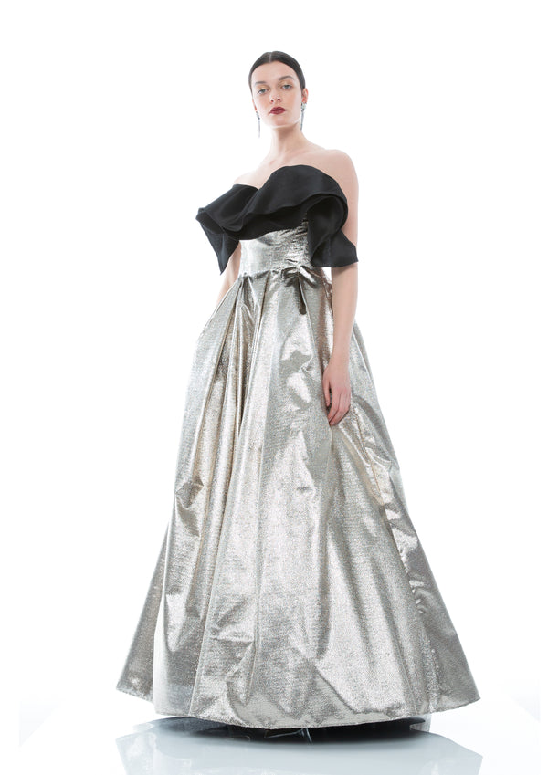 FOIL JACQUARD GOWN