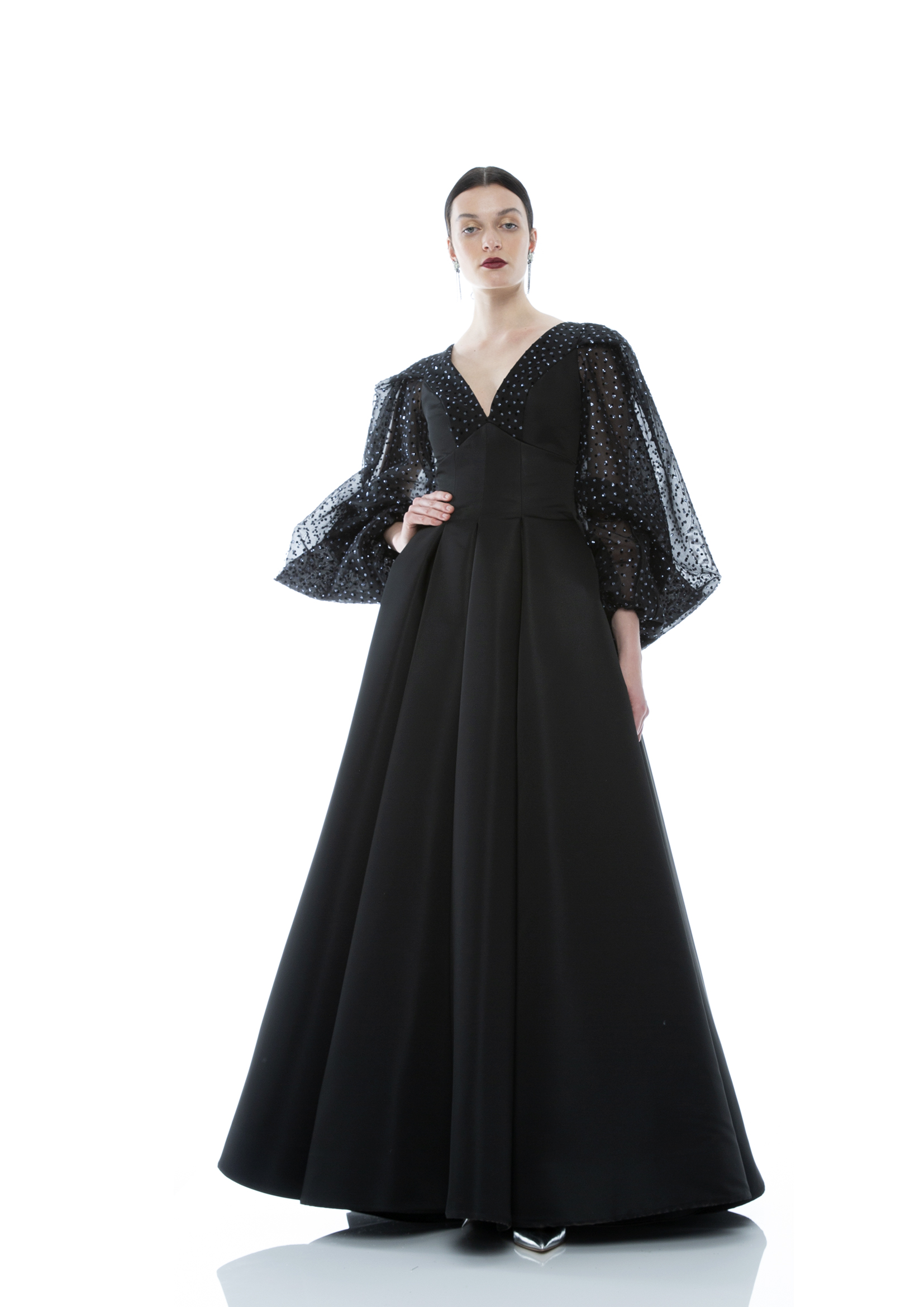 CRYSTAL POLKA ARMS GOWN