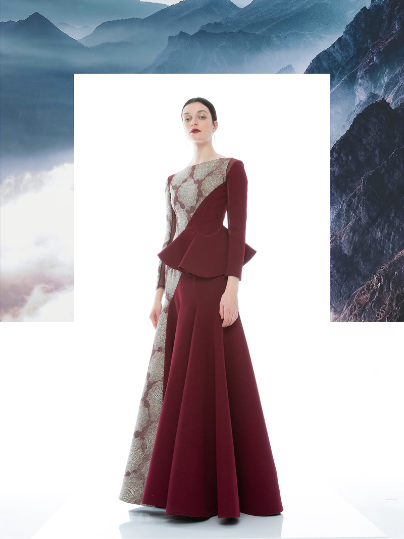 BLOCK JEWEL SILHOUETTE GOWN