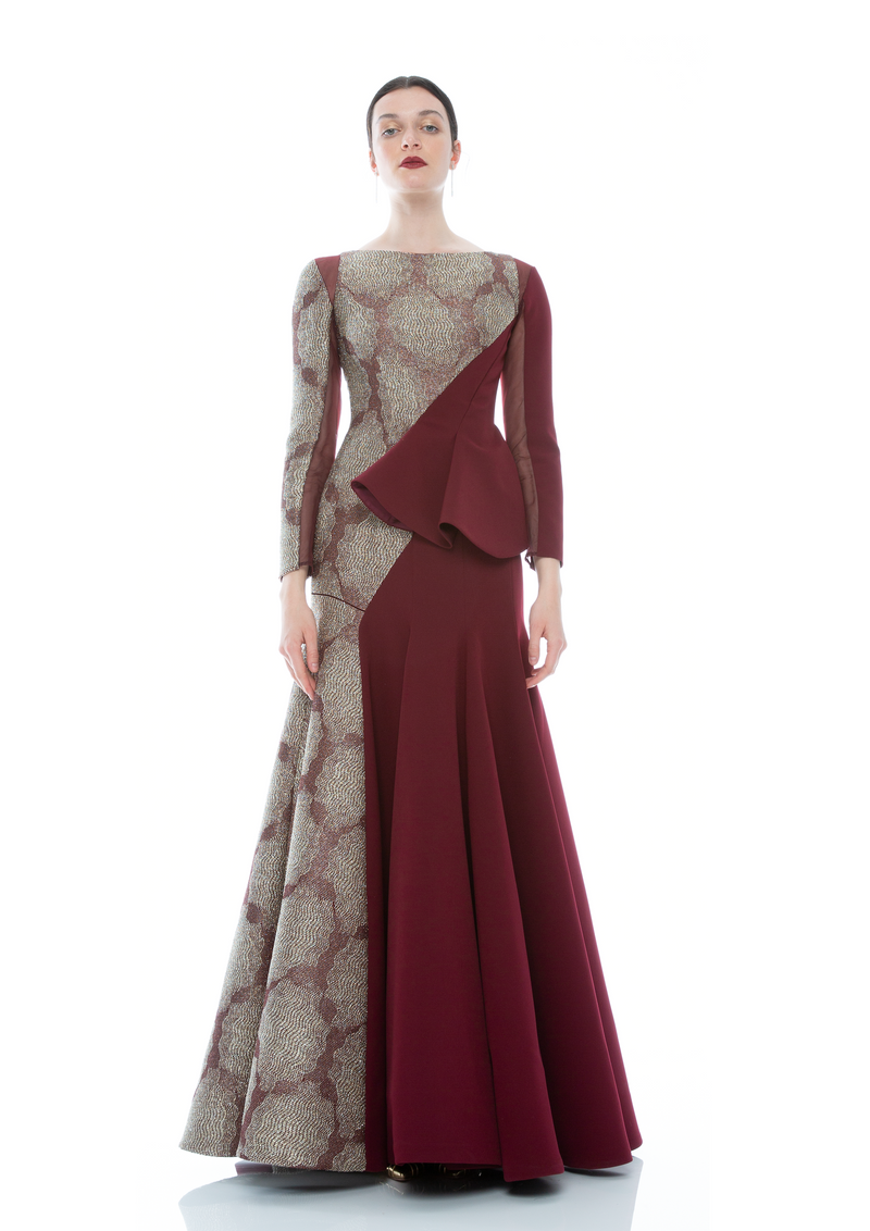 BLOCK JEWEL SILHOUETTE GOWN