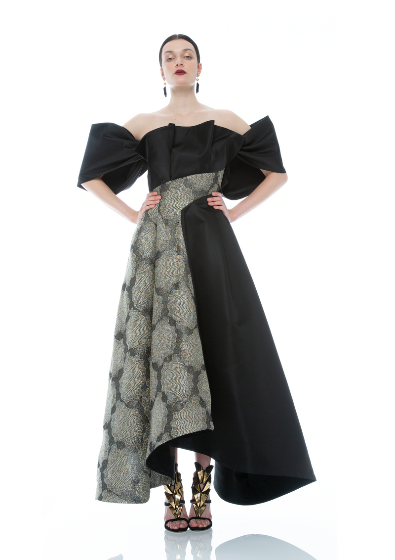 ASYMMETRIC HALF JEWEL GOWN