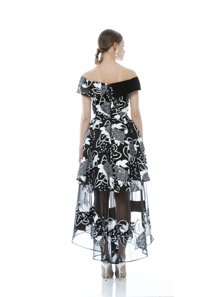 FLORA SEQUINS SEE THROUGHT MIDI DRESS