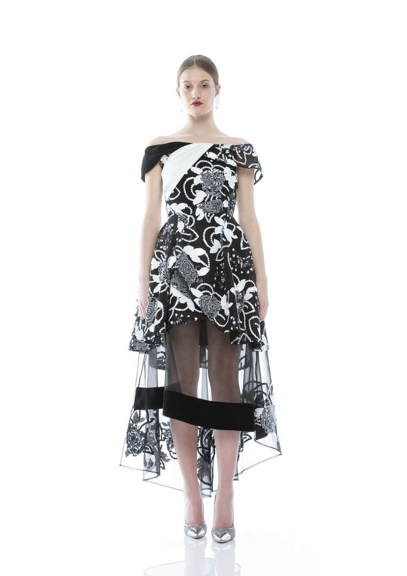 FLORA SEQUINS SEE THROUGHT MIDI DRESS