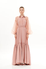 PLEATED UP LONG BUTTON CHEMISIER