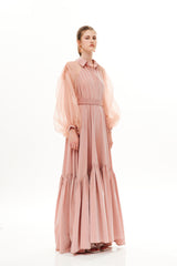 PLEATED UP LONG BUTTON CHEMISIER