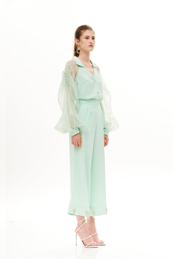 ORGANZA PLEATED UP SHIRT