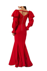 LONG CADY DRESS WITH FLOWER ARMS