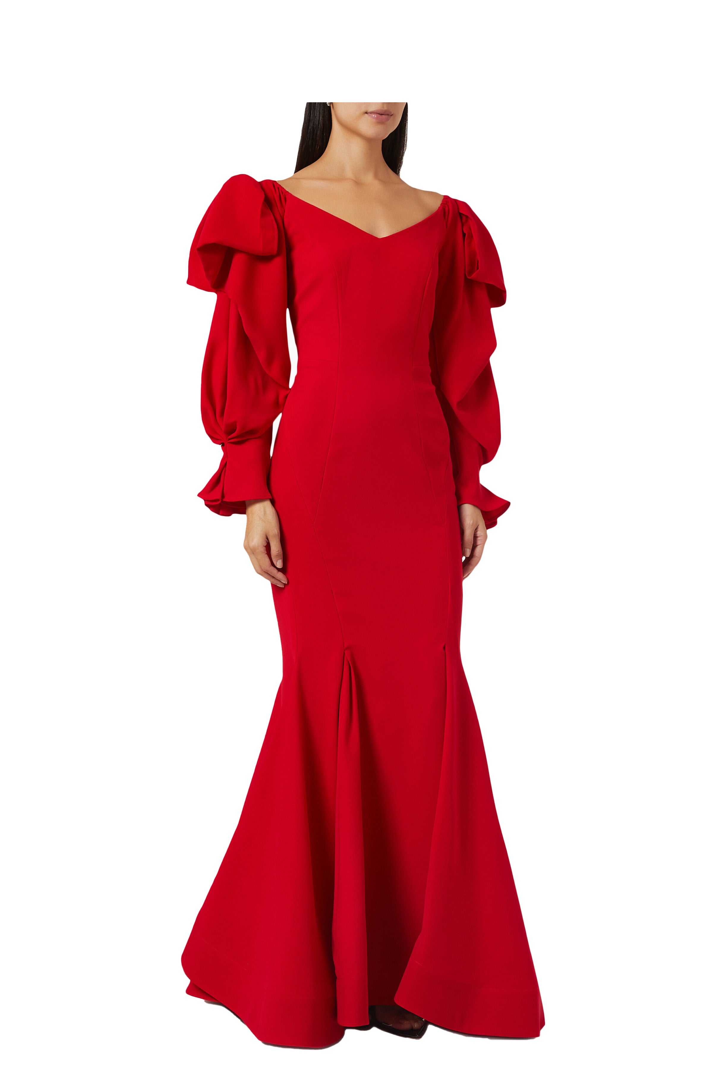 LONG CADY DRESS WITH FLOWER ARMS